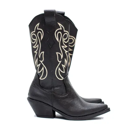 Bota M&oacute;naco 45 Negro con bordado