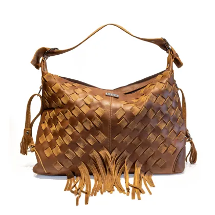 Cartera Seul enrejada cuero camel