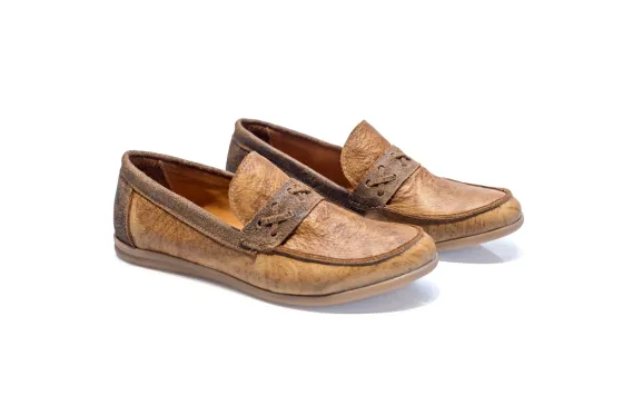 Mocasin Victoria M26 cuero avellanas con tientos
